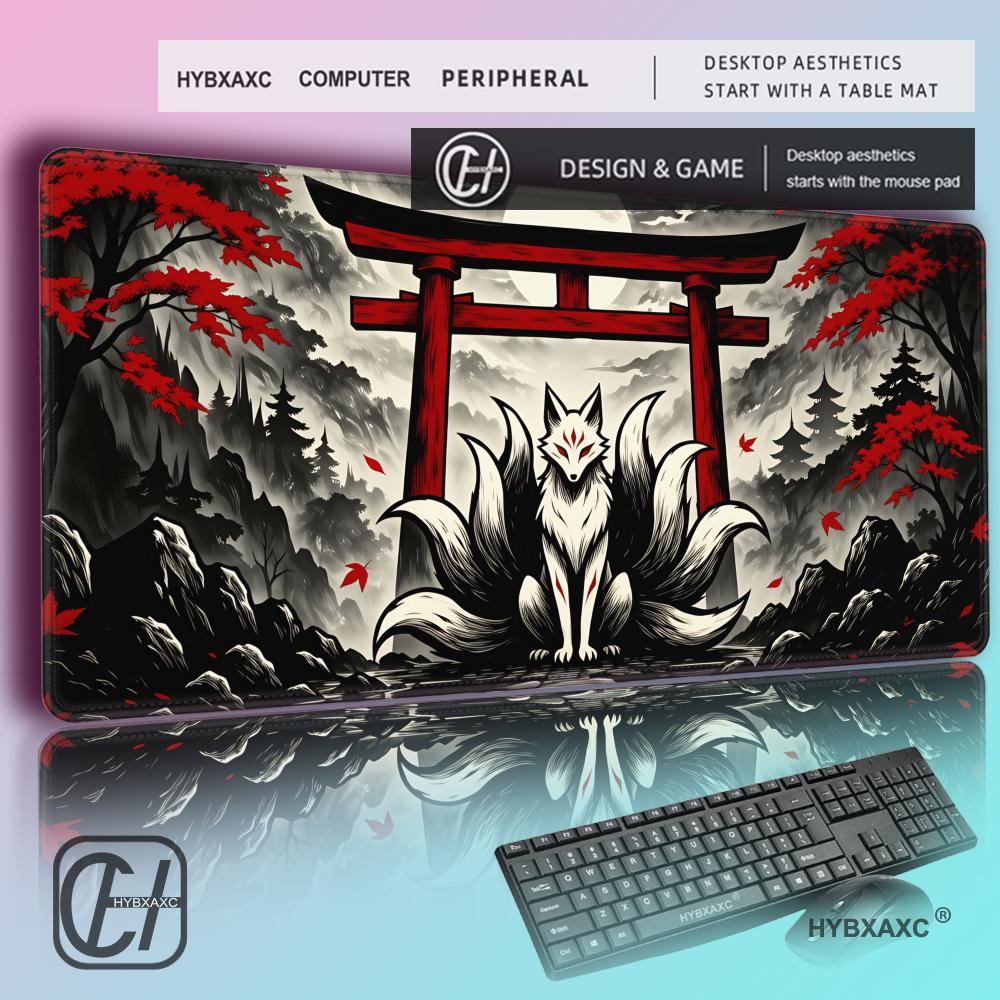 Desk Setup Red - HYBXAXC White Fox Spirit Gaming Mousepad,
