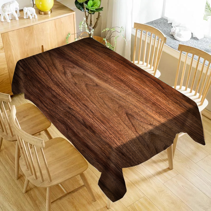 Desk Setup Dark - Elegant Dark Wood Grain Tablecloth -