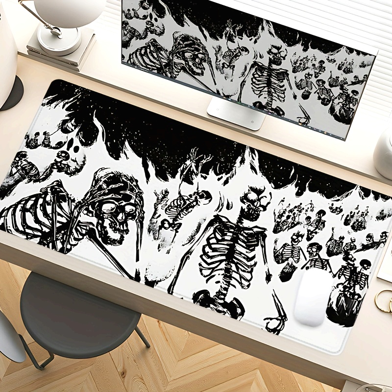 Desk Setup Black And White - Black and White Skull Gaming Mouse