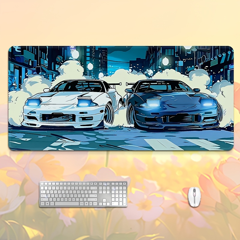 Two White Sports Cars Large Mo - огляд і ціна Desk Setup For Two Laptops