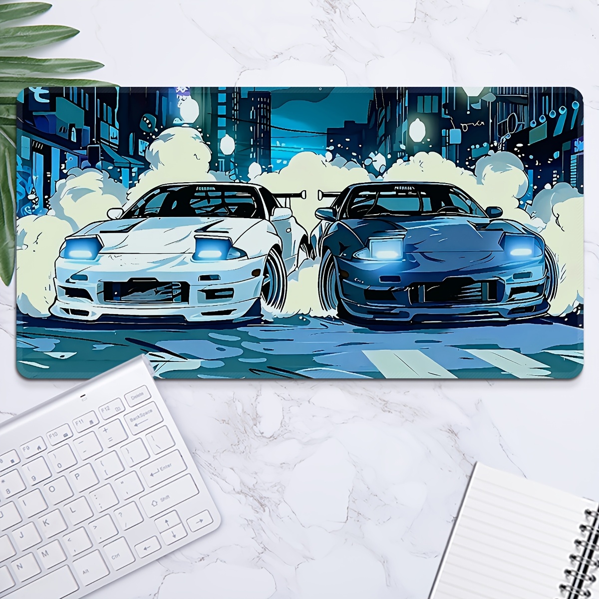 Two White Sports Cars Large Mo - огляд і ціна Desk Setup For Two Laptops