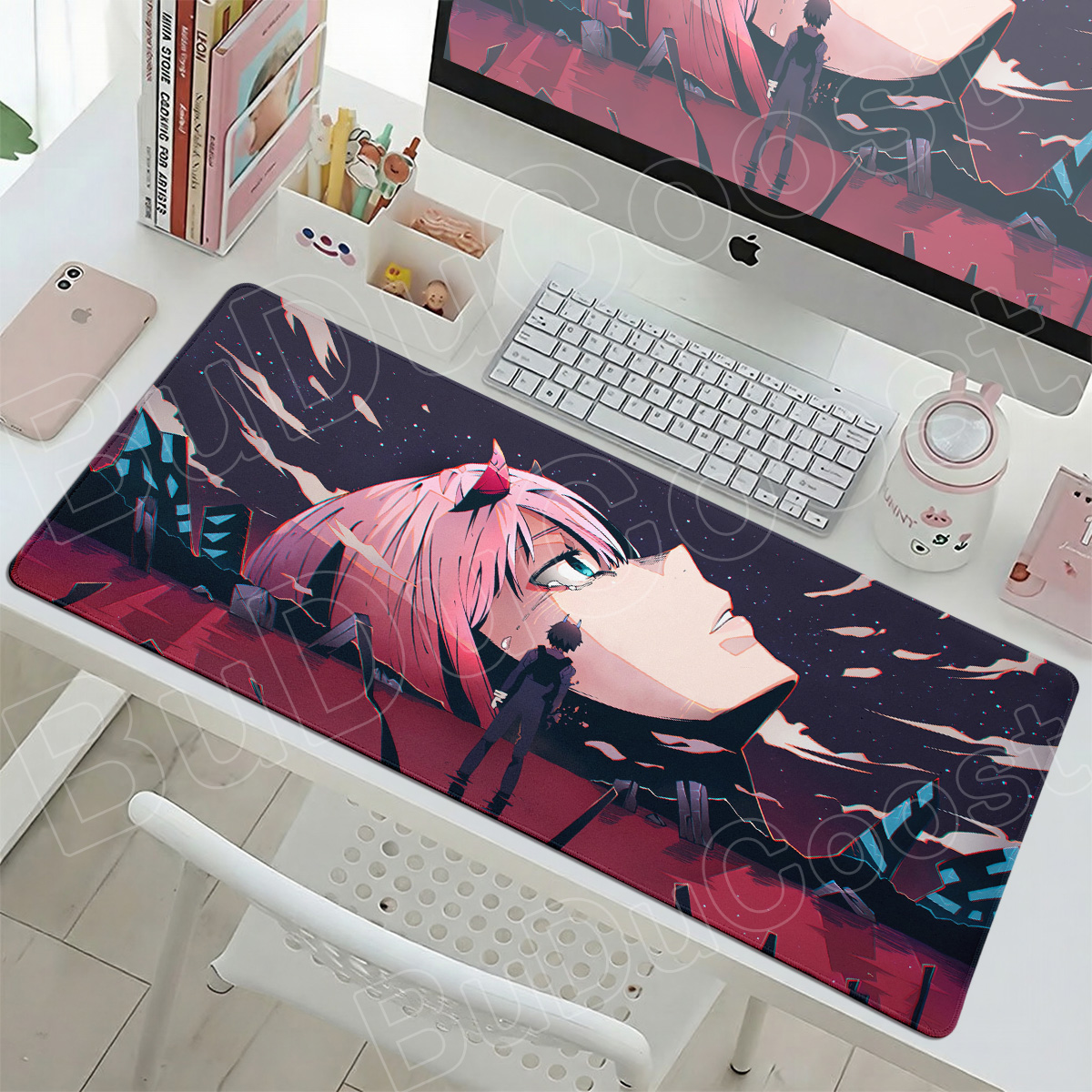 Kawaii Zero Two Pc Gamer Mouse - огляд і ціна Desk Setup For Two Laptops