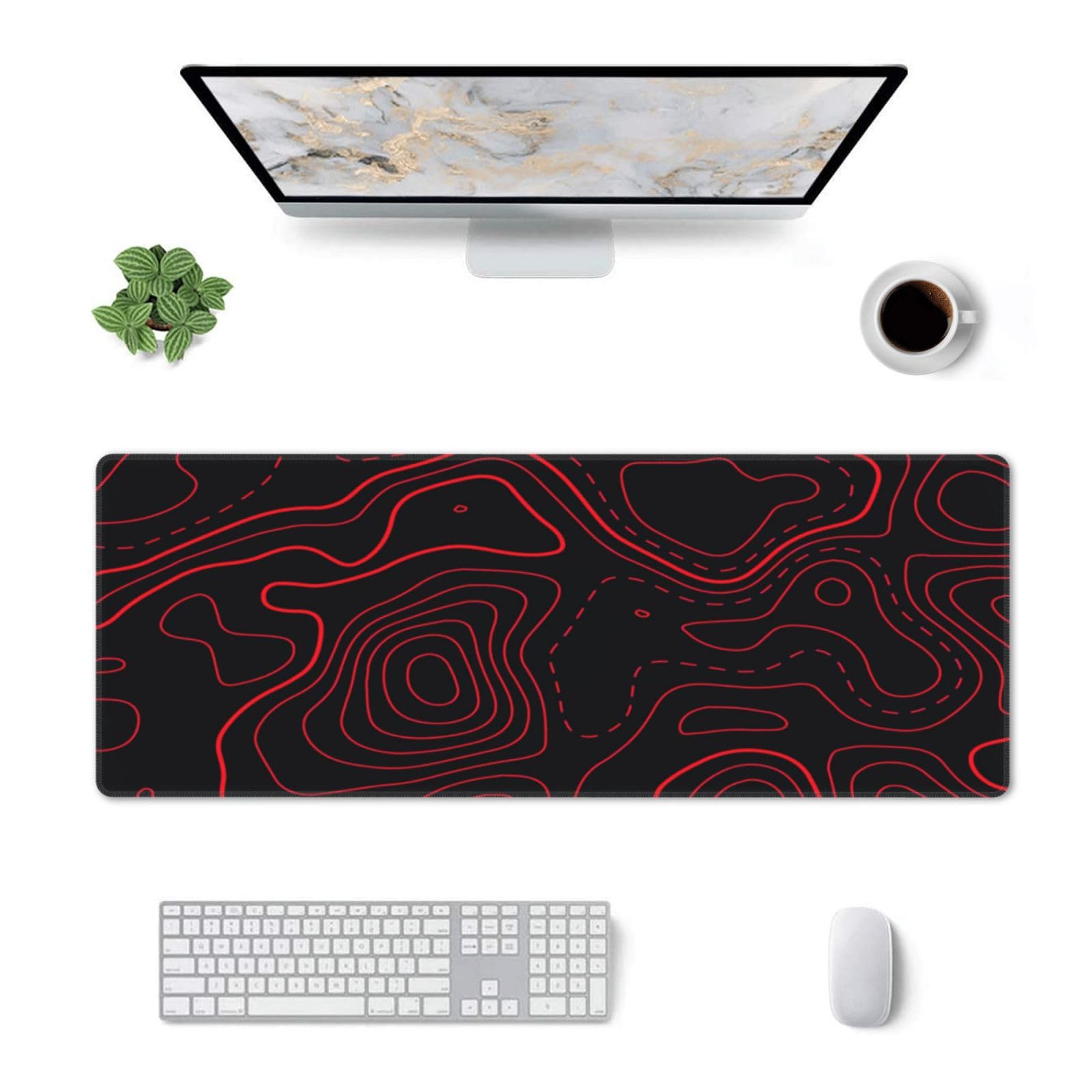 Red Black Topographic Gaming M - огляд і ціна Desk Setup Red