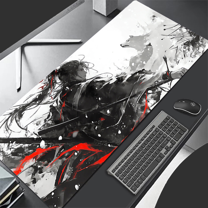 Moon Samurai Wolf Mouse Pad PC - огляд і ціна Desk Setup Red