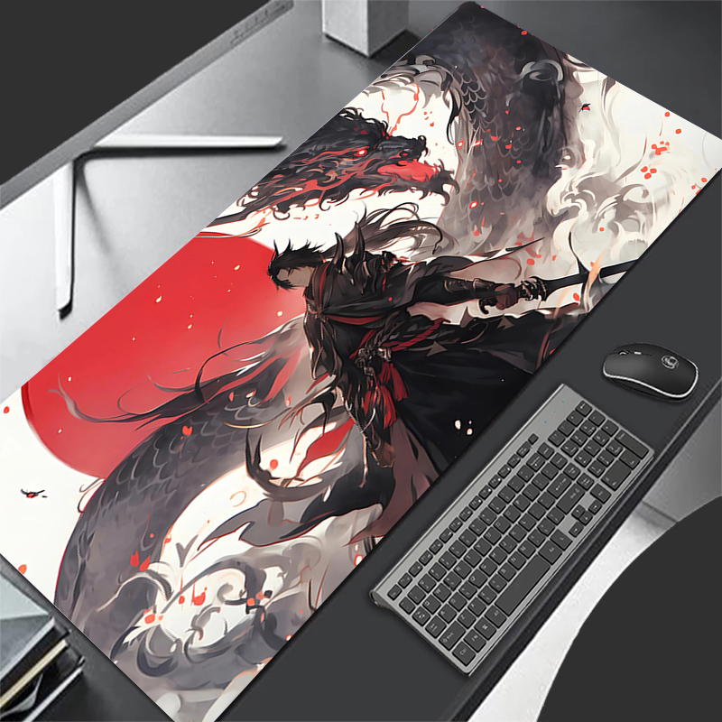 Moon Samurai Wolf Mouse Pad PC - огляд і ціна Desk Setup Red