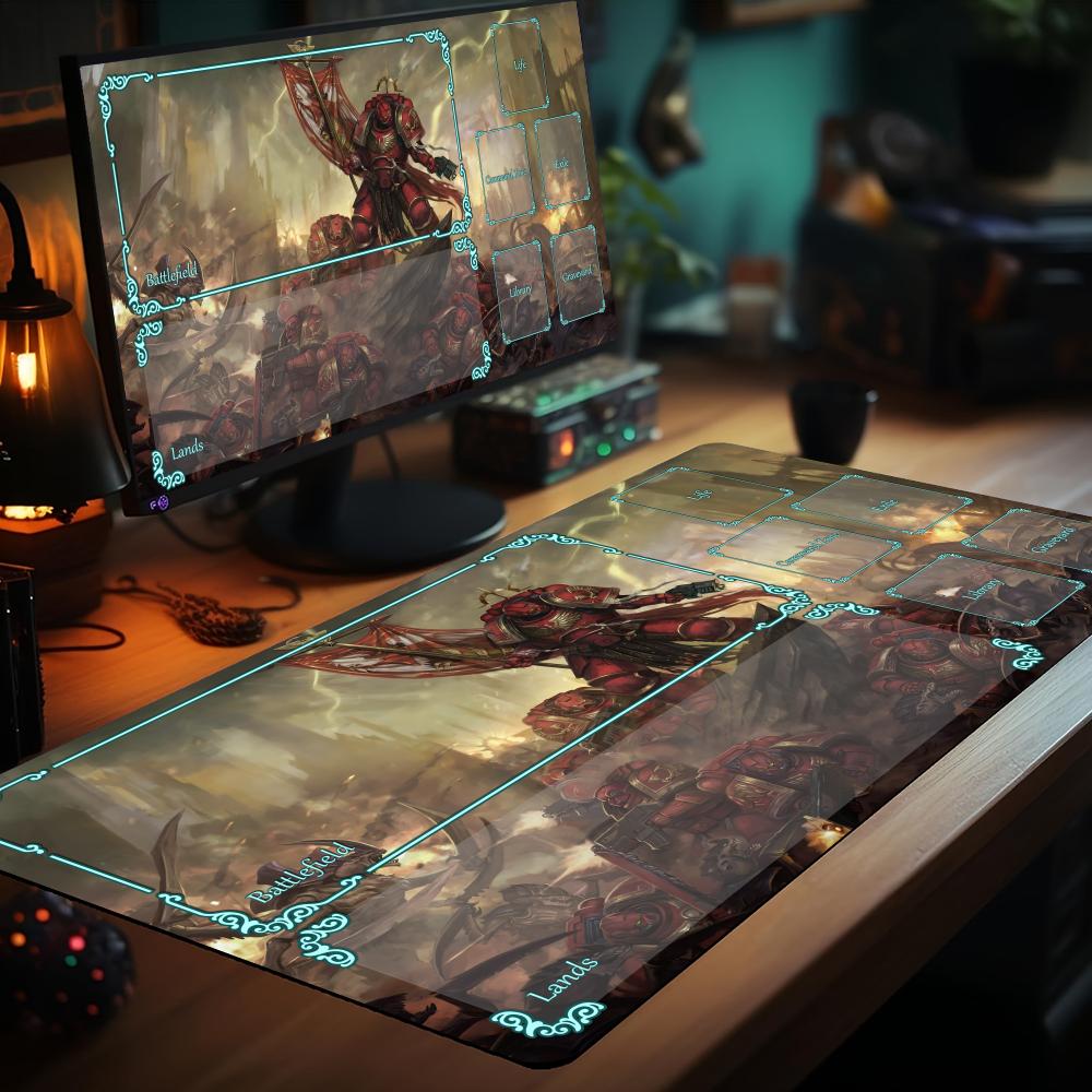 Magic Card Gaming Mat with zon - огляд і ціна Desk Setup Red