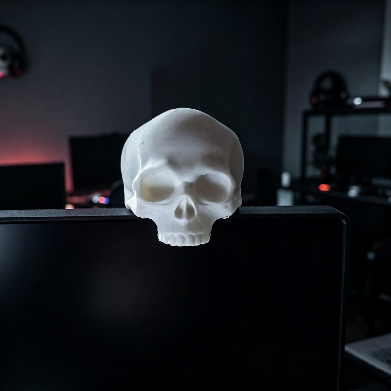 Skull Monitor Ornament, Gothic - огляд і ціна Desk Setup Black And White