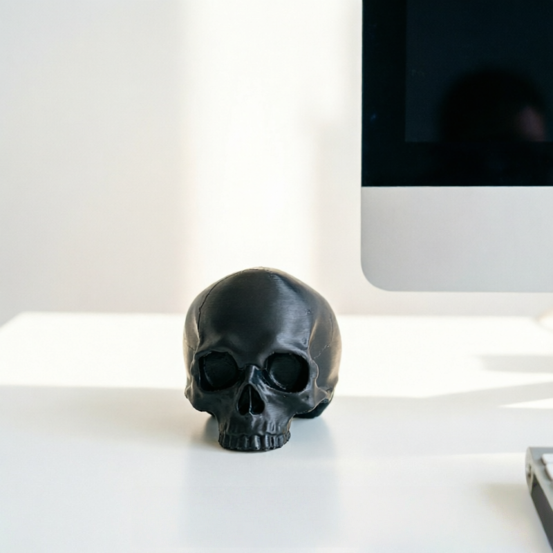 Skull Monitor Ornament, Gothic - огляд і ціна Desk Setup Black And White