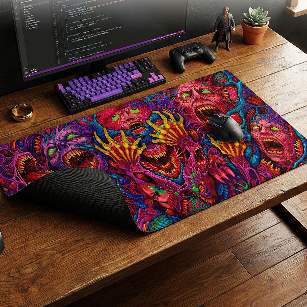 Japan Red Mouse Pad Neon Gore  - огляд і ціна Desk Setup Red