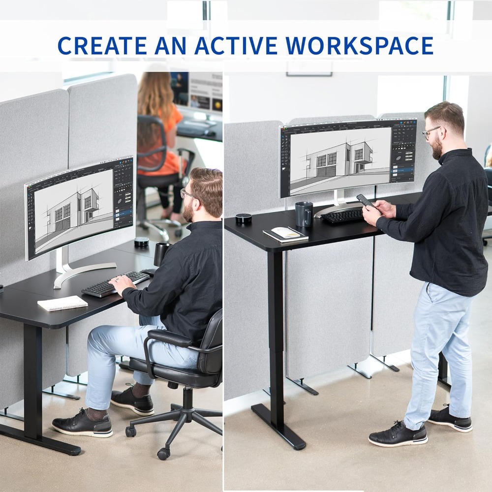VIVO Electric 60 x 24 inch Sta - огляд і ціна Desk Setup Dark
