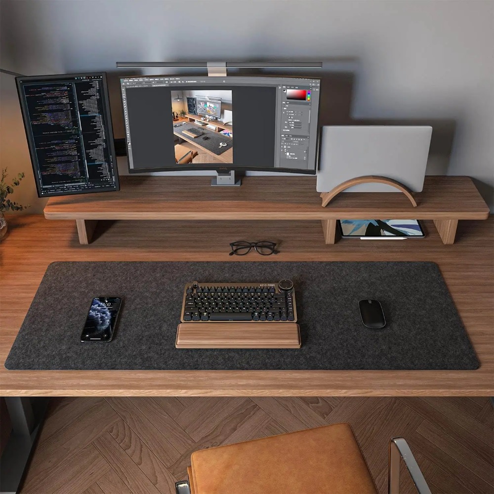 Felt Desk Mat Computer Mat for - огляд і ціна Desk Setup Dark