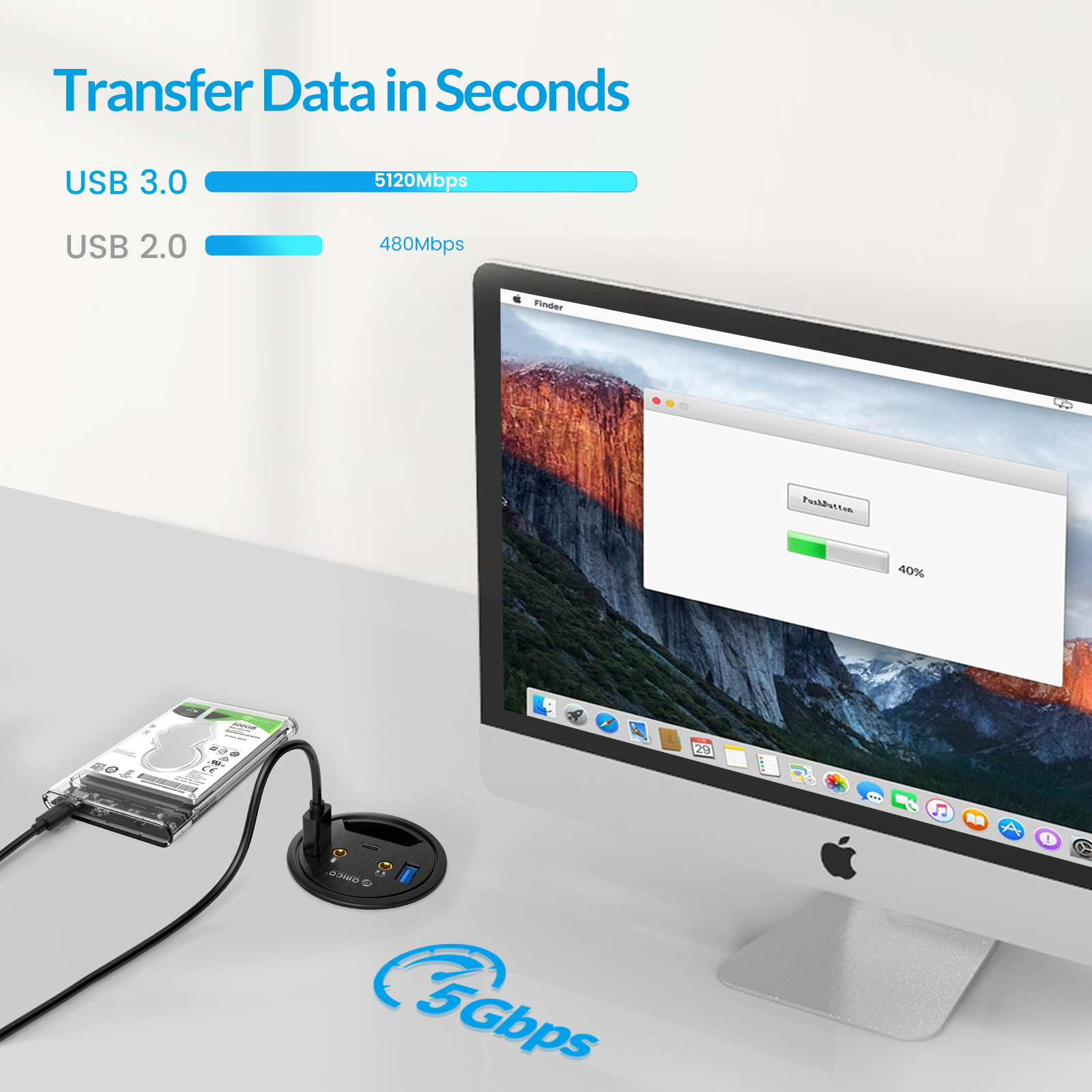 ORICO Desktop Grommet USB 3.0  - огляд і ціна Desk Setup Hub