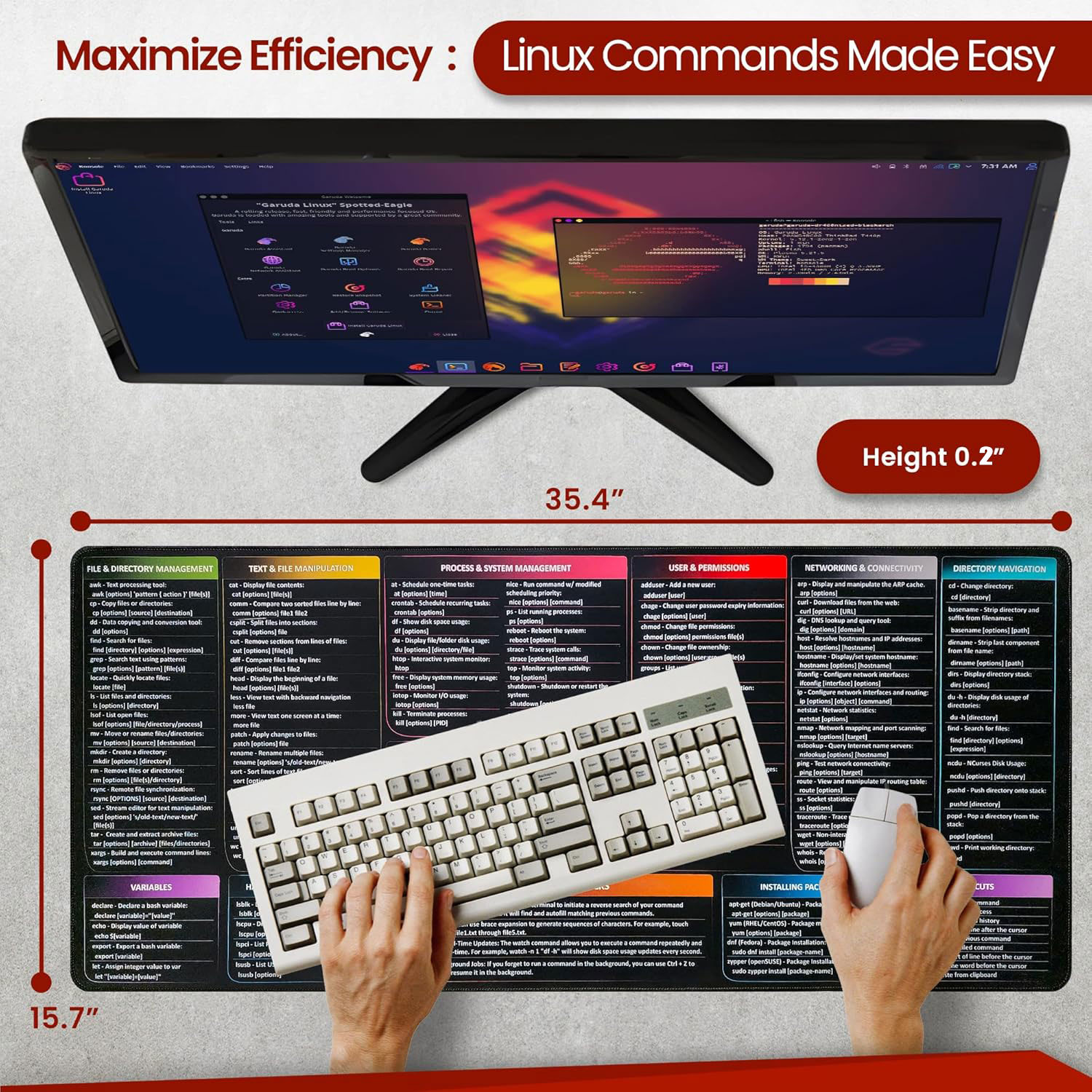 Linux Commands Mouse Pad,Short - огляд і ціна Desk Setup Red