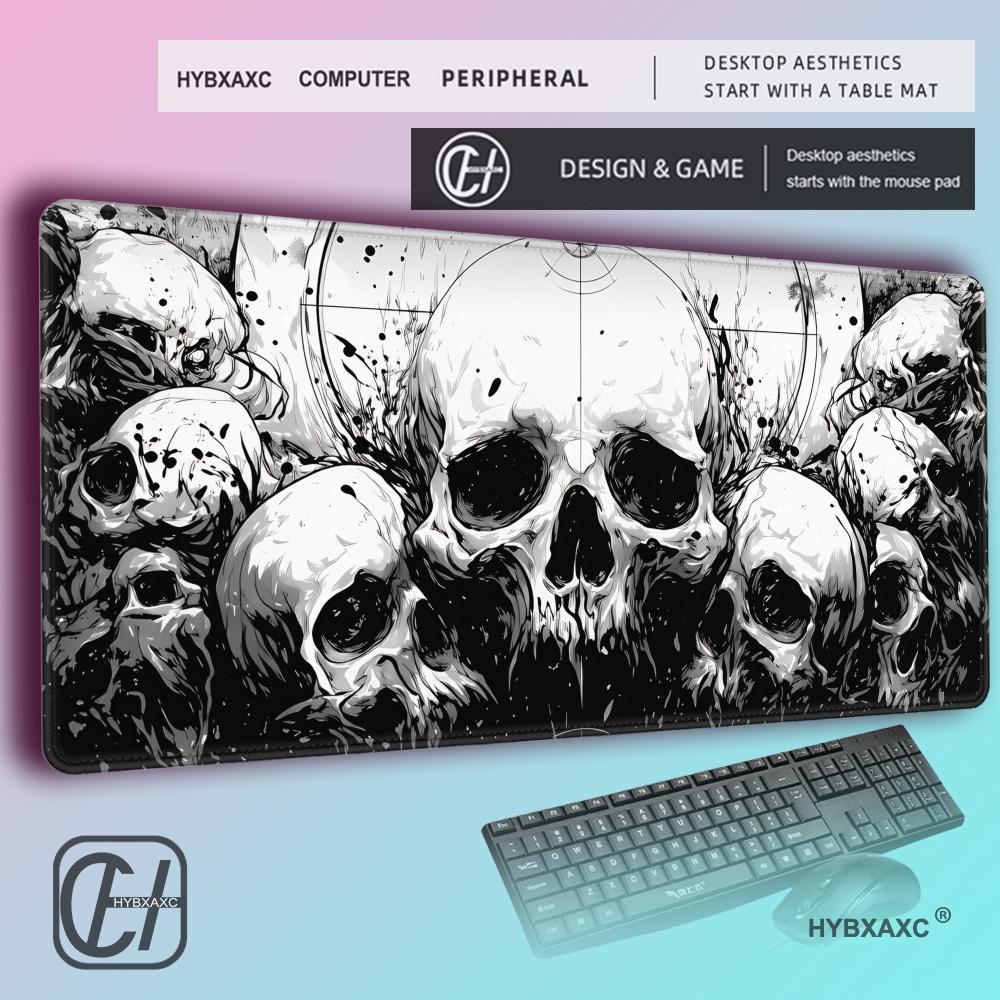 HYBXAXC Skull Desk Mat Horror  - огляд і ціна Desk Setup Black And White