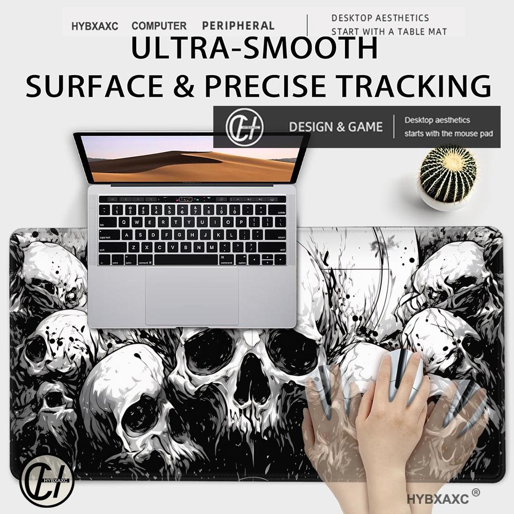 HYBXAXC Skull Desk Mat Horror  - огляд і ціна Desk Setup Black And White