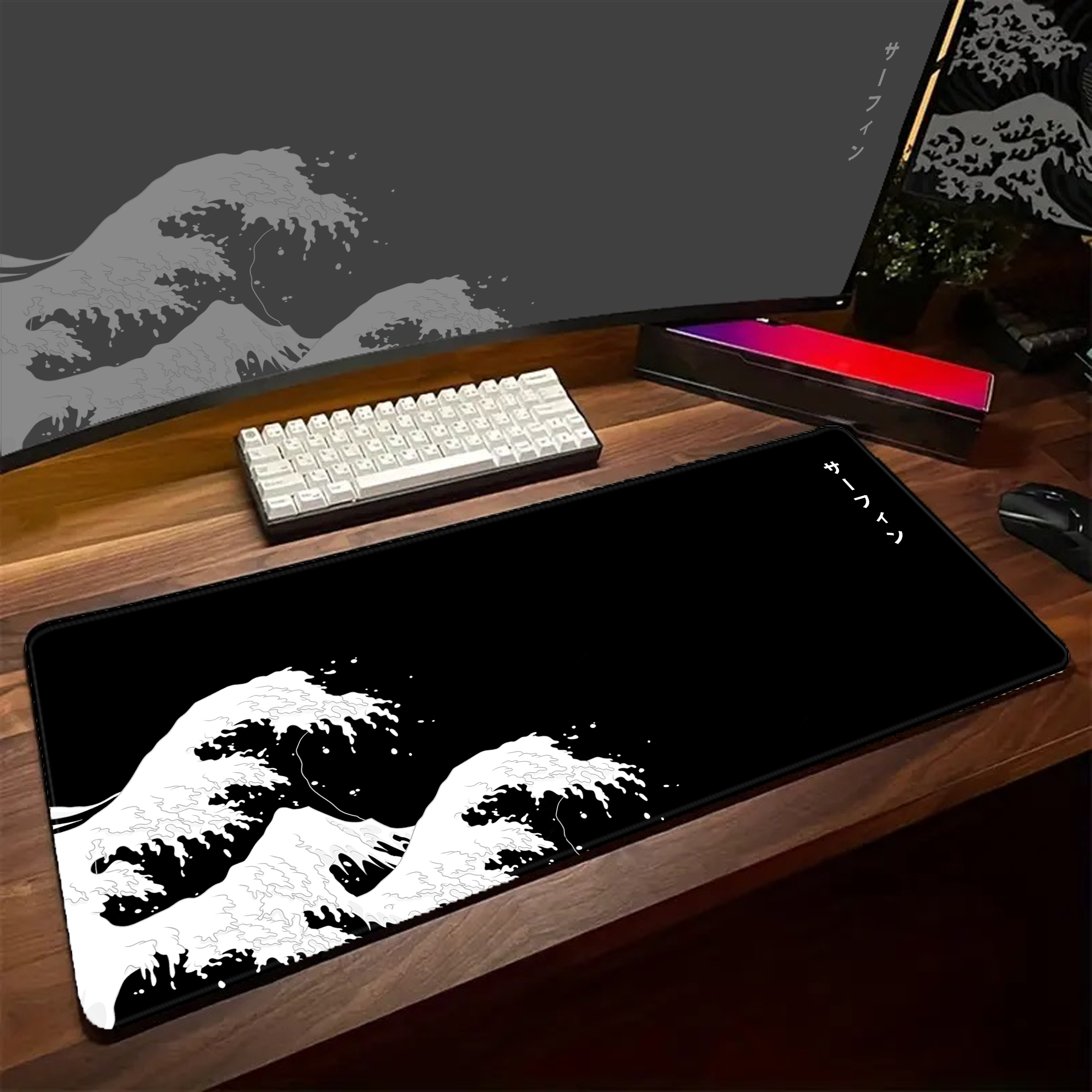 Game Mousepad Large Black and  - огляд і ціна Desk Setup Black And White