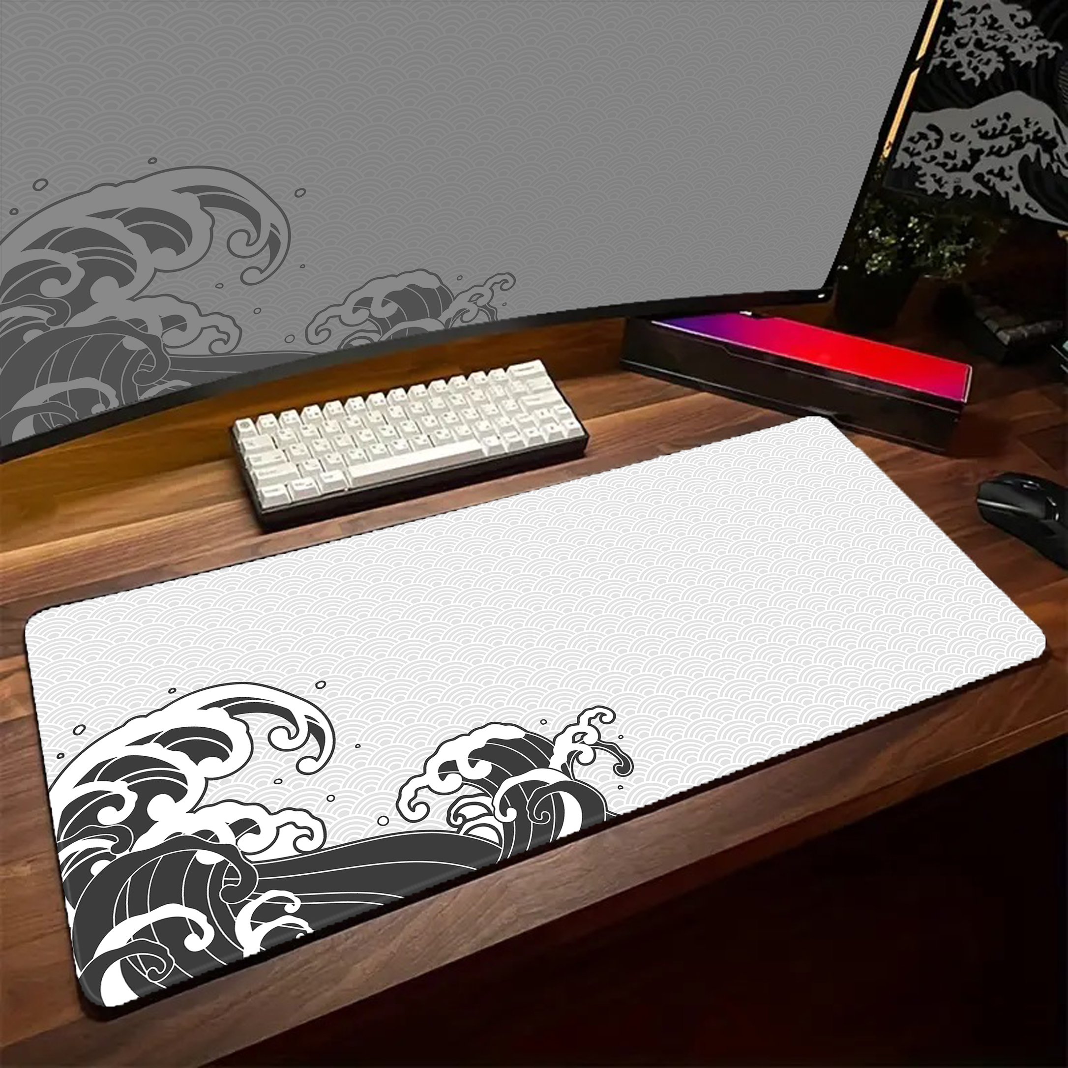 Game Mousepad Large Black and  - огляд і ціна Desk Setup Black And White