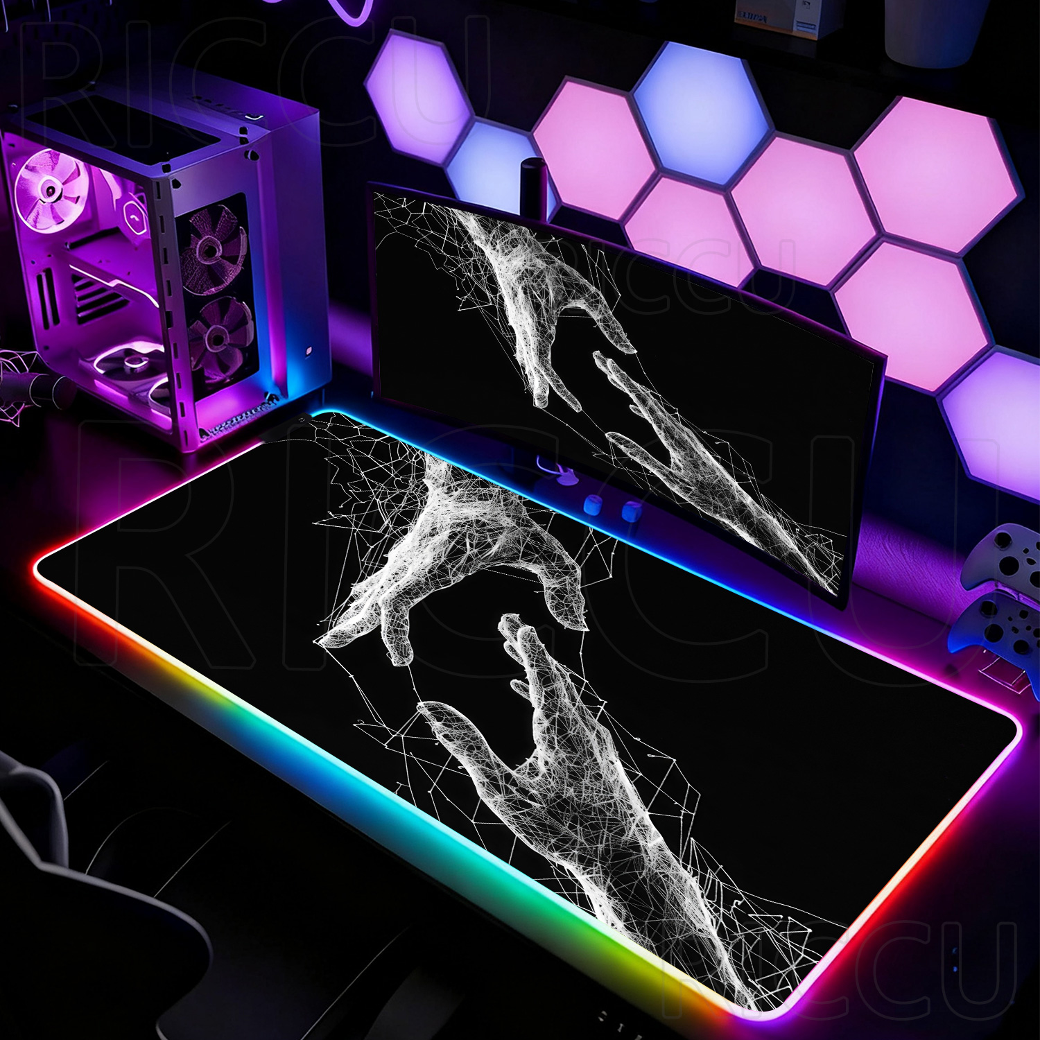 RGB XXL HD Large Black White G - огляд і ціна Desk Setup Black And White